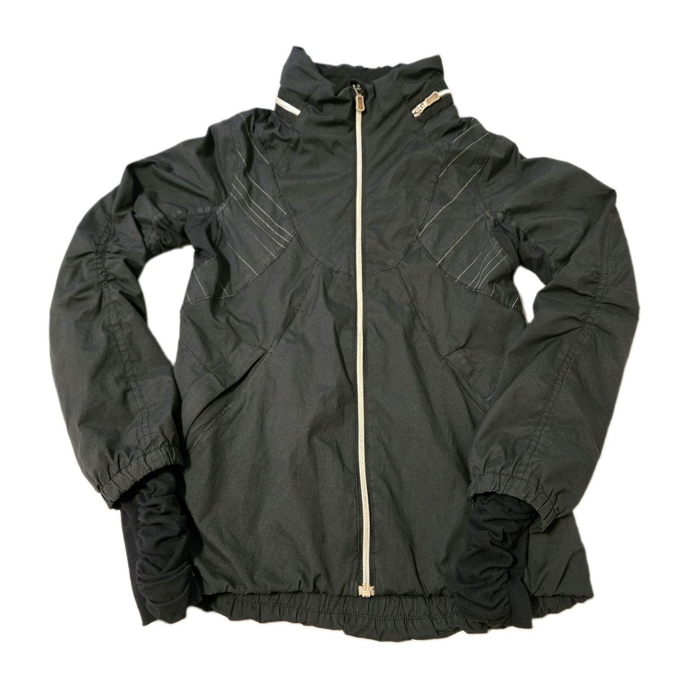 Lululemon Women's Run Hustle Full Zip Black Jacket With Packable Hood Size 4